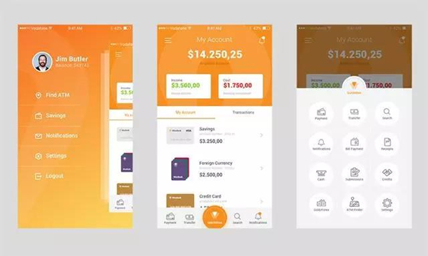 橙色风格的手机银行app设计.jpg
